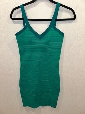 GUESS Teal Ribbed Tank Dress with Thin Straps